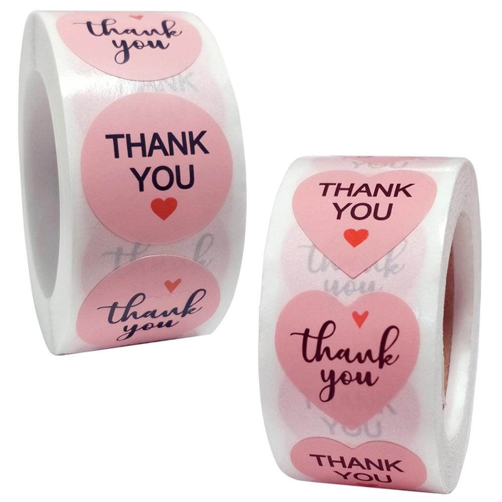 500pcs/roll Heart Stickers Thank You Stickers For Business Merci Packaging Stickers Rolling Love For Packaging Decoration