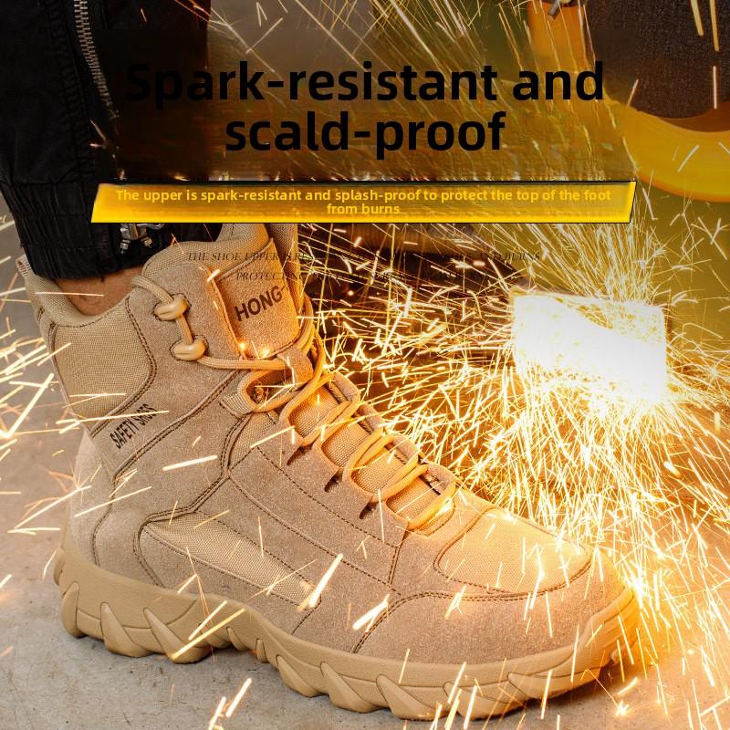 Steel Toe Safety Boots Rubber Sole Safety Boots Steel Toe Lightweight Shoes Puncture Proof Work Boots Breatheable Work Sneakers