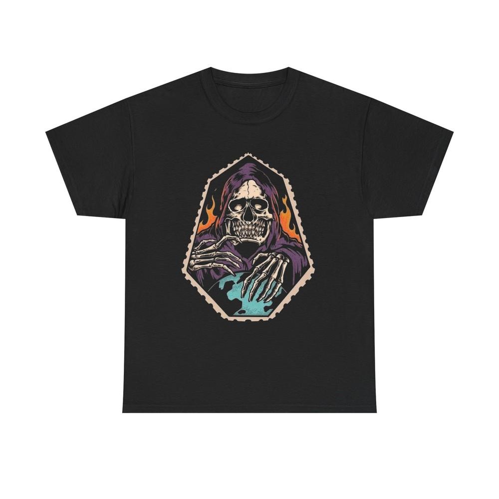 Grim Reaper World Hold Graphic T Shirt Unisex Gift New AMERICAN VINTAGE  Unisex T-Shirt L