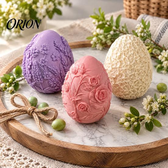 3D Printed Flower Relief Eggs Floral Easter Egg Ornament, Embossed Spring Window Display Accents Tabletop Decor, Desktop Figurine for Holiday