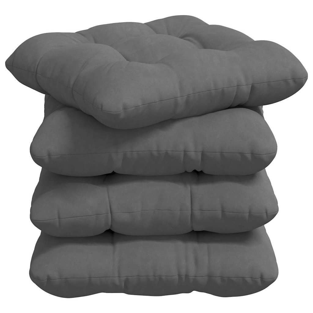 Seat Cushions 4 Pcs Dark Grey 40 X 40 Cm Microfiber Fabric
