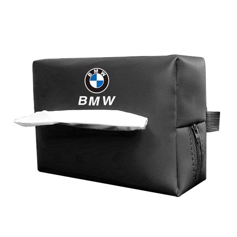 CTCE1 Leather Car Tissue Box Sun Visor Seat Back Hanging Bag For BMW Performance F30 I4 X3 F10 E90 F20 E46 E60 E70 E39 E36 E87 X7 E92