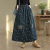 DIMANAF 2025 Summer Spliced Denim skirt Women New Skirts Elastic Elegant Flower Pleated Skirts High Waist