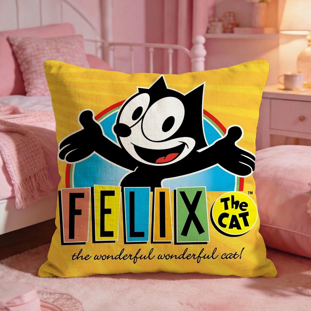 FFelixs The Cat Cute Cushion Cover Premium Comfort Reversible Pillow Cove Two In One Design For Any Room  Car Interior