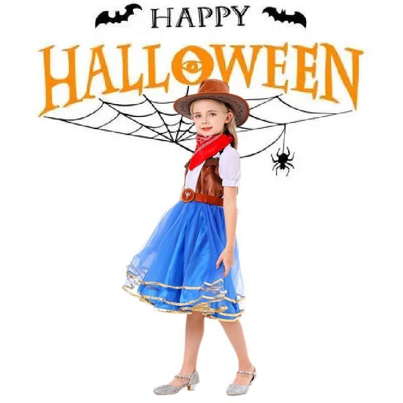 Girl Halloween Princess Denim Dress Costume Sets Party Show Clothes Cosplay