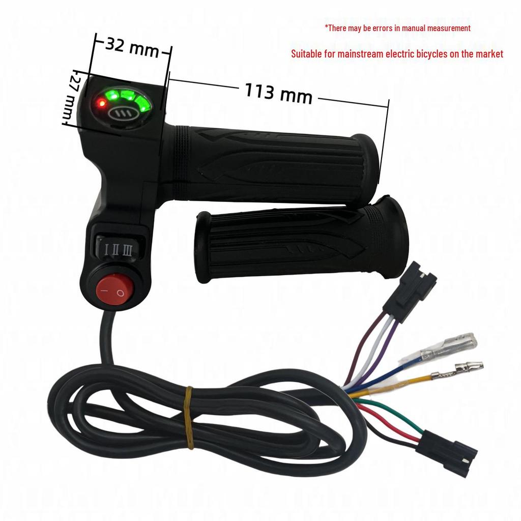 Four-Light Handlebar Throttle with 23 Three-Speed Voltage Display for Electric Bicycles