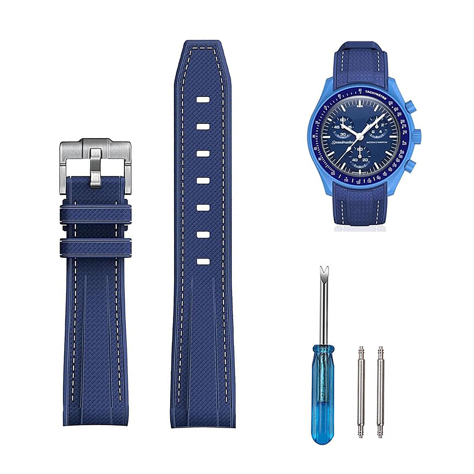 

Силиконовый ремешок для часов 20 мм для Omega, Swatch, MoonSwatch, Speedmaster, Rolex и Seiko. Водостойкий и потостойкий.