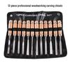 12-Piece Woodworking Chisel Set: Manual Root & Wood Carving Tools with Wooden Handles