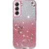 Samsung Galaxy S22 Case, Glitter Flower, Rose Gold