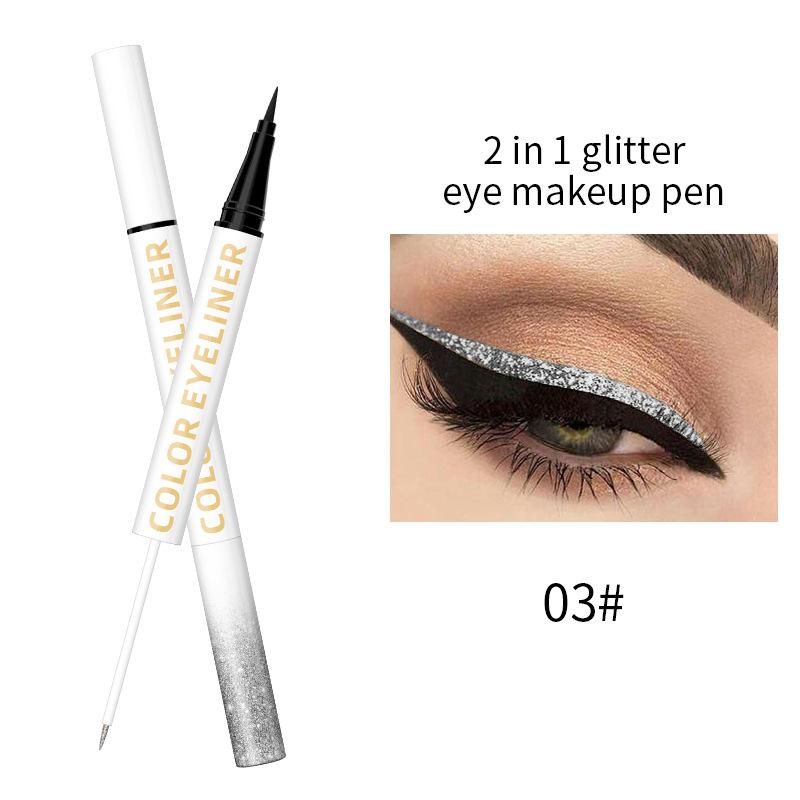 Doppelkopf-Perlglanz-Flüssigkeits-Eyeliner-Stift, schnell trocknender, wasserfester und nicht verschmierender Eyeliner