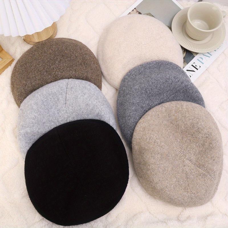 Autumn Winter Simple Premium Feel Sweet Cool Versatile British Painter Elegant Cute Style Beret Warm Windproof Solid Color Mushroom Pile Hat Cute Cap