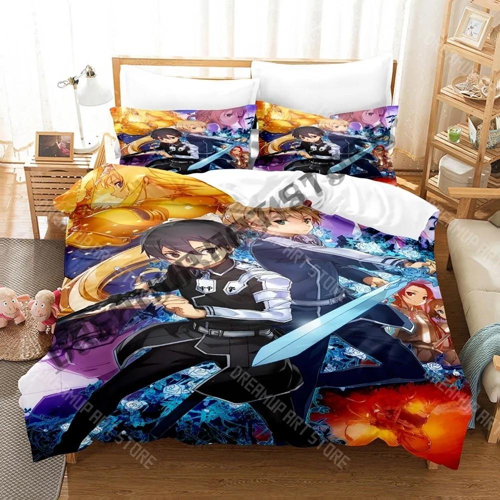 3D Print Sword Art Online Game SAO Bedding Set Single Twin Full Queen King Size Bed Set Adult Kid Bedroom Duvetcover Sets A