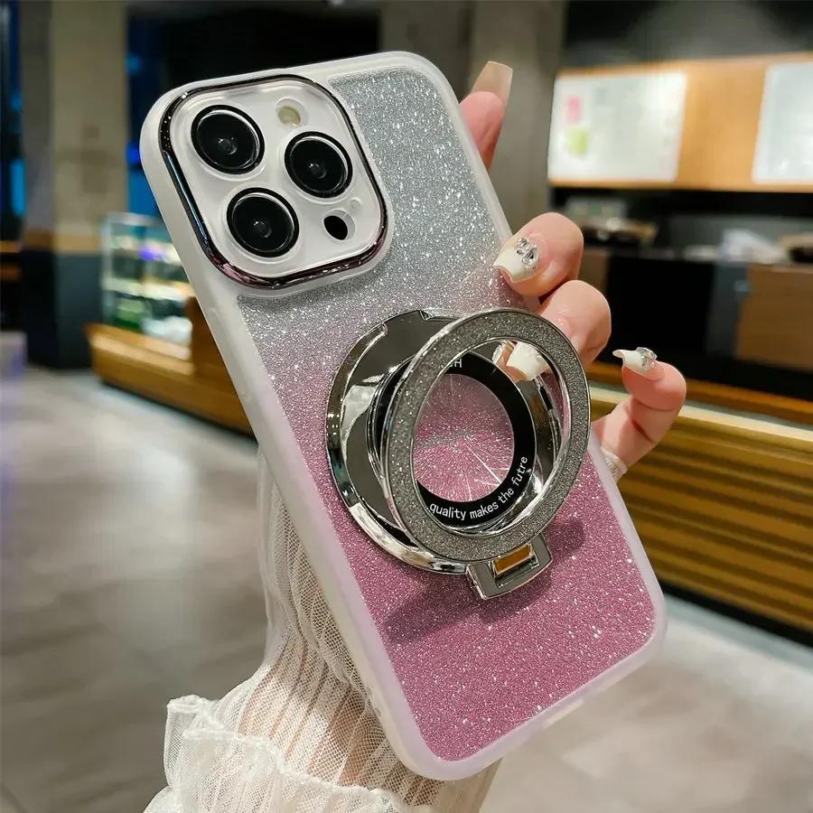 Pro Xiaomi POCO X7 Pro Magnetický držák prstenu Třpytivé TPU Ochranná fólie na čočku fotoaparátu pouzdro pro PocoX7pro Redmi Turbo 4 Měkký silikonový kryt