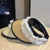 Lace Bow Straw Empty Top Sunscreen Hat Women's Summer Big Brim Sunshade UV Protection Sun Hat