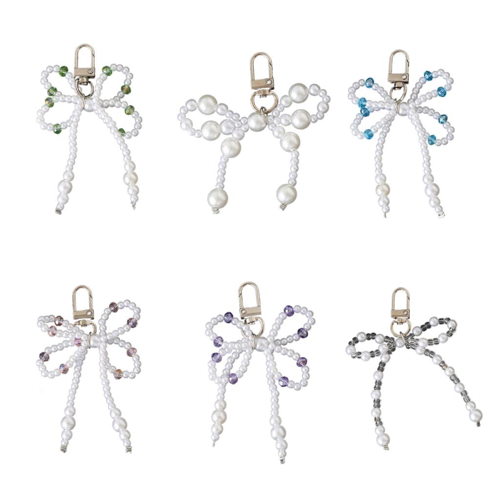 Elegant Bowknot Keychain Pendant Bag Decoration Bag Accessory Bead Bag Pendant Key Ornament Perfect for Daily Party Use