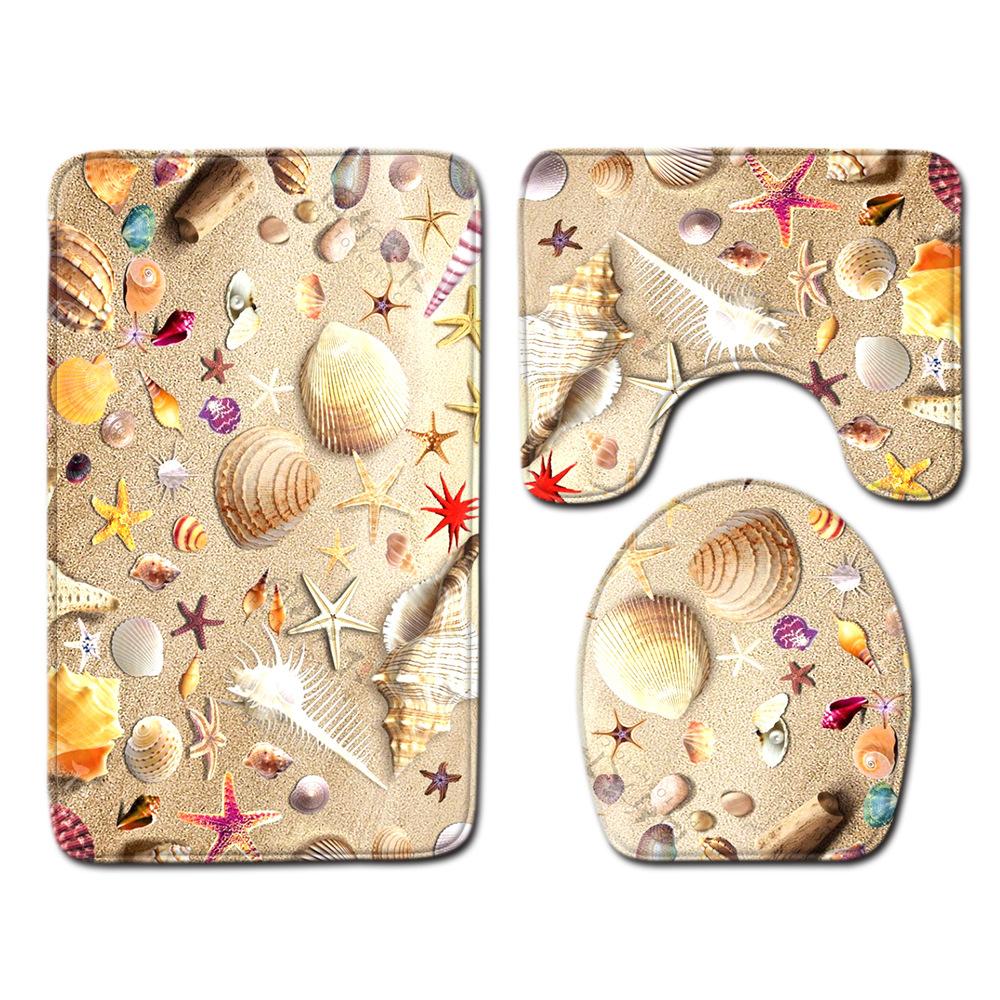 Shell Bathroom Floor Mat Toilet Three-Piece Set