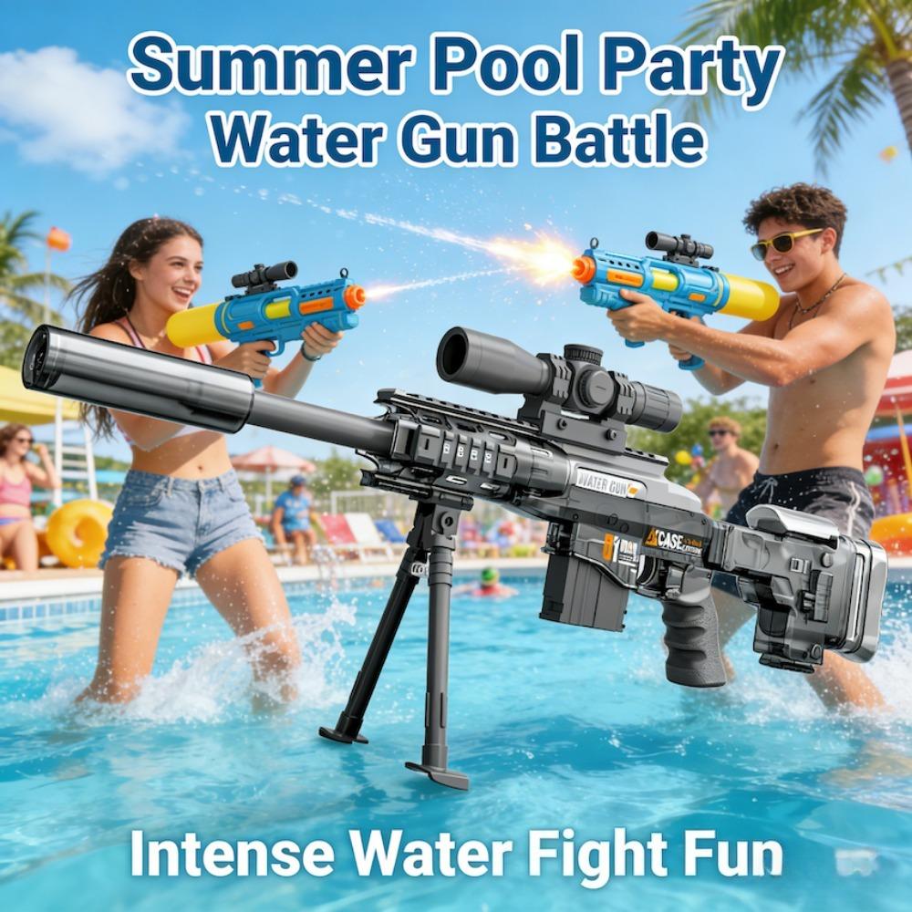 Topmix Electric Water Gun Toy Full Automatic Watergun With Lights And Long Range Water Squirt Outdoor Beach Swimming Pool Shooting Game