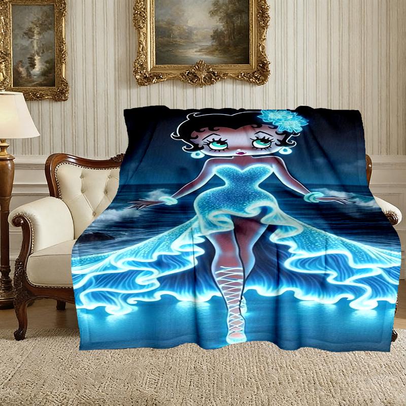 1pc Betty Boop Blanket, Super Cozy Printed Home Blanket, All-Season Warmth