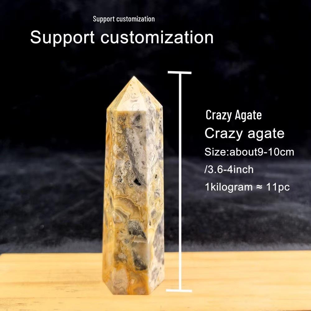 Exquisite Crazy Pattern Agate Crystal Tower: Polished Natural Decorative Collectible