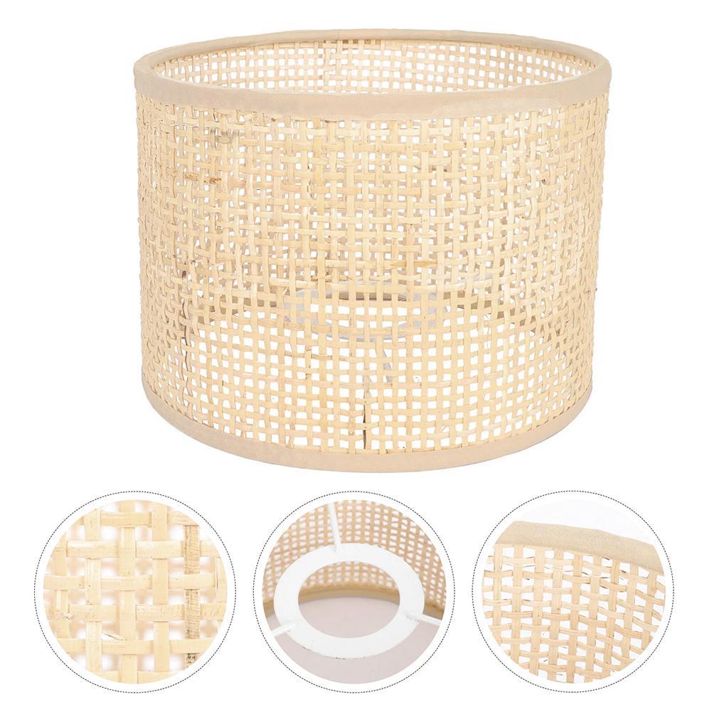 E27 Rattan Lampenschutz Rattan Tischlampenschirm Boho Rattan Lampenschutzabdeckung für Tischlampen Stehleuchte