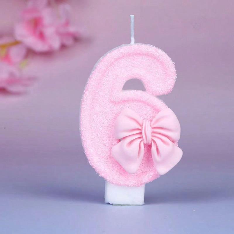 1Pc Creative Cute Bow-Tie Shaped Number Cake Candle With Drip-Prevention Tray Birthday Cake Party Anniversary Cake Decoration
