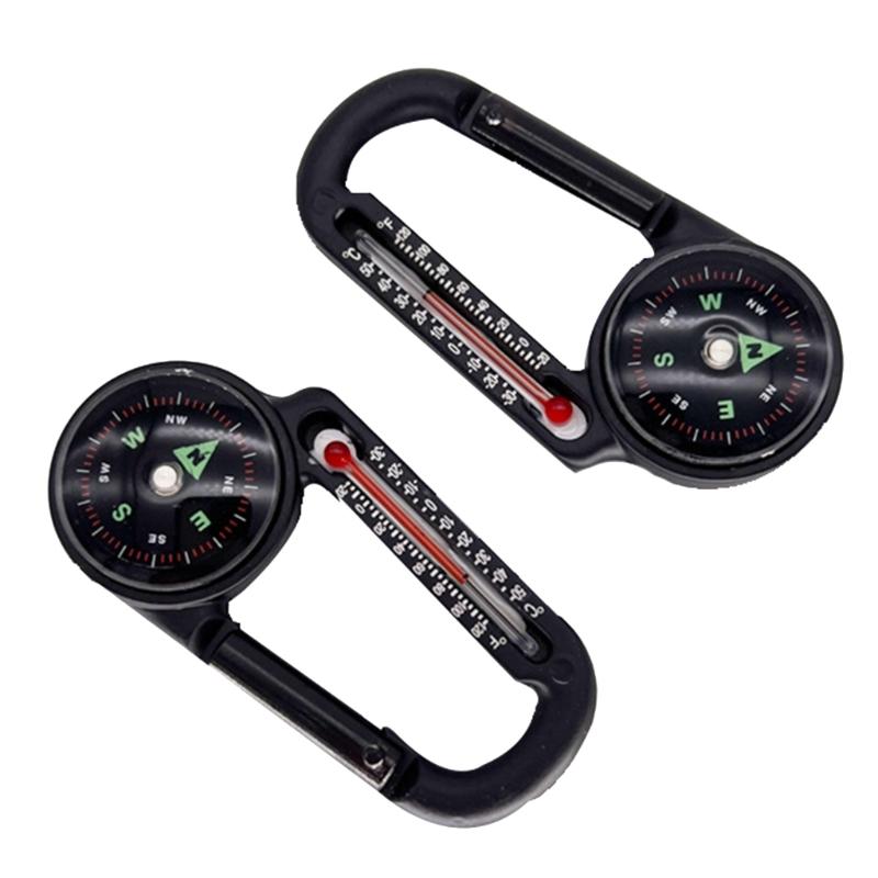 Portable Aluminum Alloy Carabiner with Compasses & Thermometer Camping Accessory