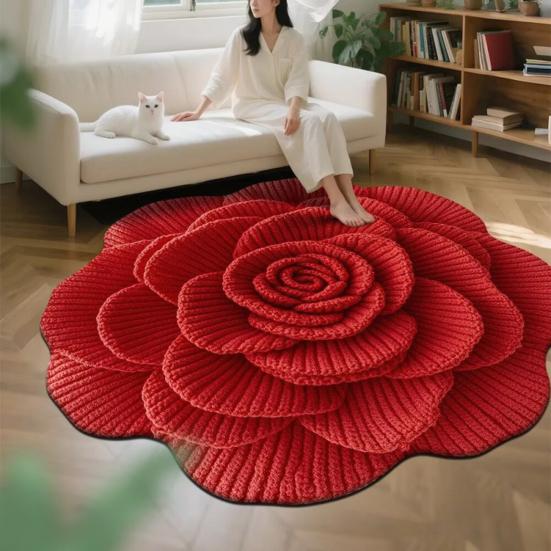 Tappeto da Pavimento Floreale 3D Tappeto Realistico con Fiori per Soggiorno Antiscivolo Assorbente Tappeto da Bagno Tappeto per Camera da Letto Sala Giochi Cucina