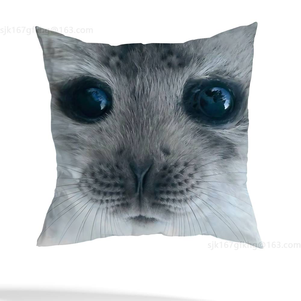 Seal Sea Cute Funny Pillow Case Anti-dustmite Pillowcase Invisible zipper silky short plush Sofa cushion cover