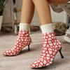 Fashion Women Knitting Sock Boots Elegant High Heels Shoes Fashion Winter Sharp Pointed Thin Heel  Sexy Ankle Boots for Women