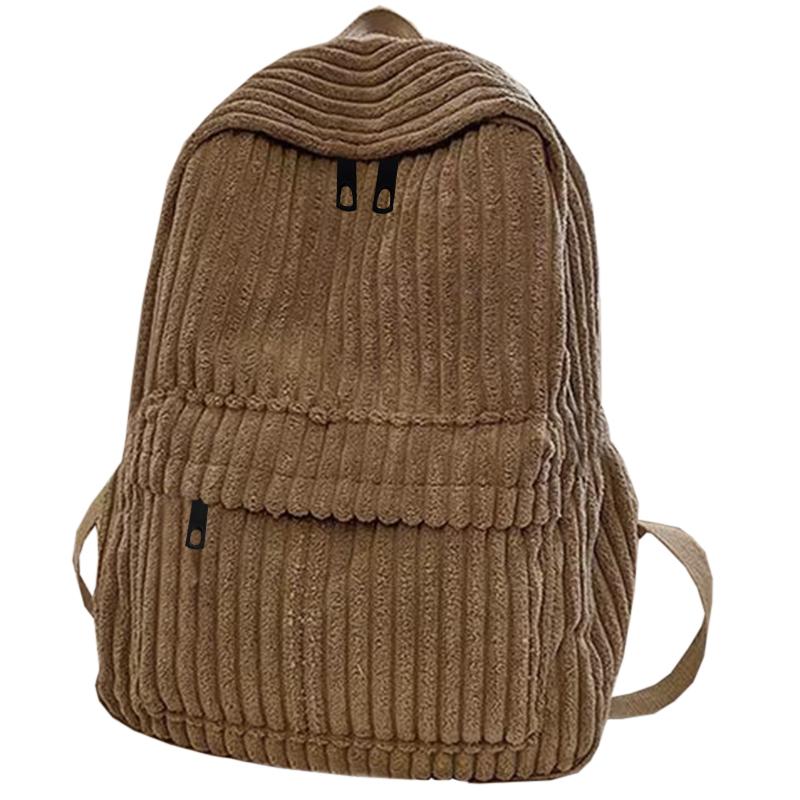 Chic Stylish Corduroy Backpack Multi- Adjustable-Strap Lightweight for Daily Commute Casual Functional Stylish Bag