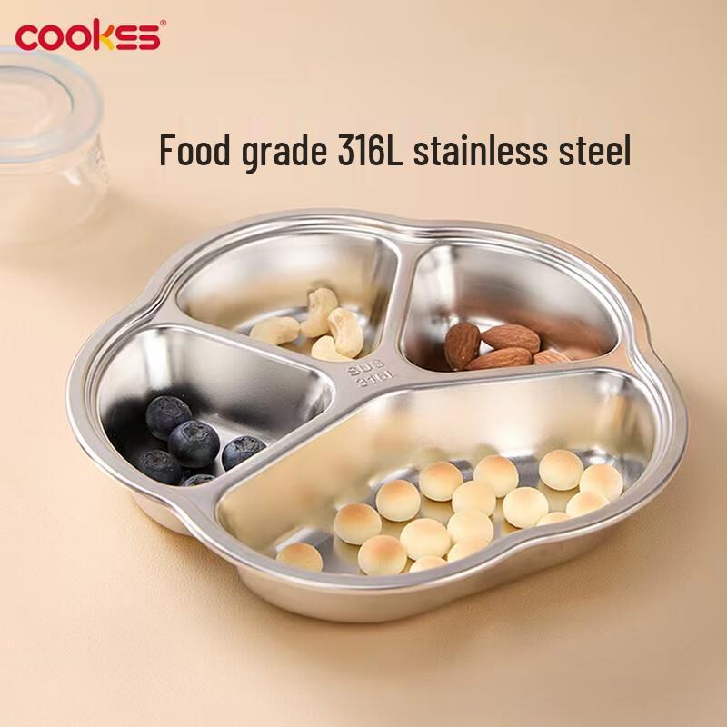 COOKSS Kids 316 Stainless Steel Divided Feeding Plate