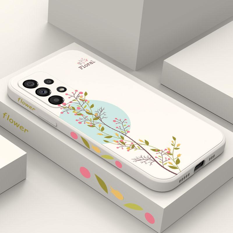 Twigs Flower Willow Phone Case For Samsung A54 A34 A24 A14 A73 A53 A23 A13  A04 A72 A52 A52S A32 A22 A15 A25 A35 A55 4G 5G
