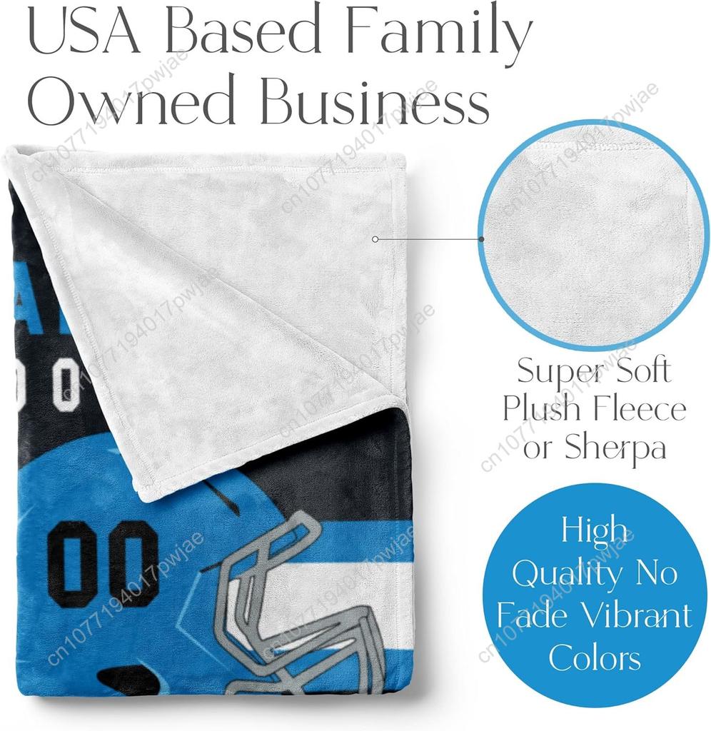 Throw Blanket For Football Fans Ships Next Day Made In Usa -Custom Fleece Name Ideal Youth Footb Custom Blankets