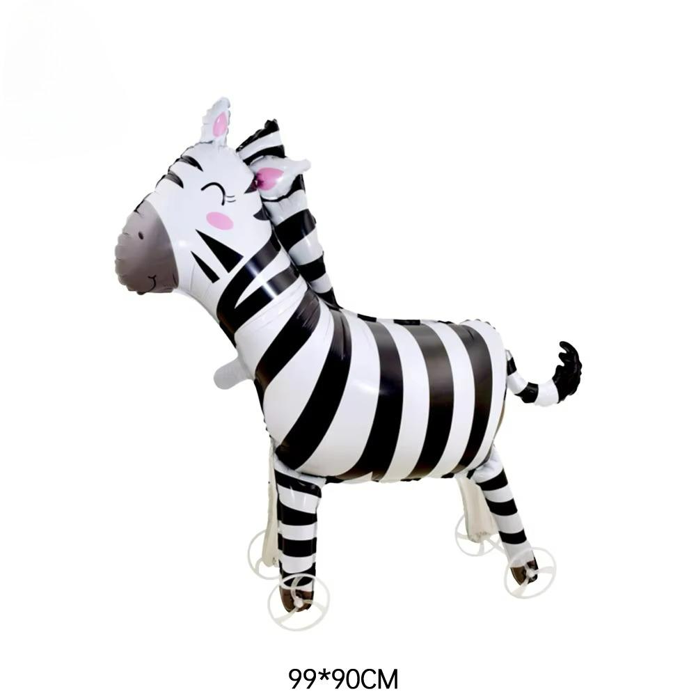 16pcs Cute Walking Animal Foil Balloons with Wheels Walking Wheels Elephants Dinosaurs Lions Rabbits Children's Toy Balloons