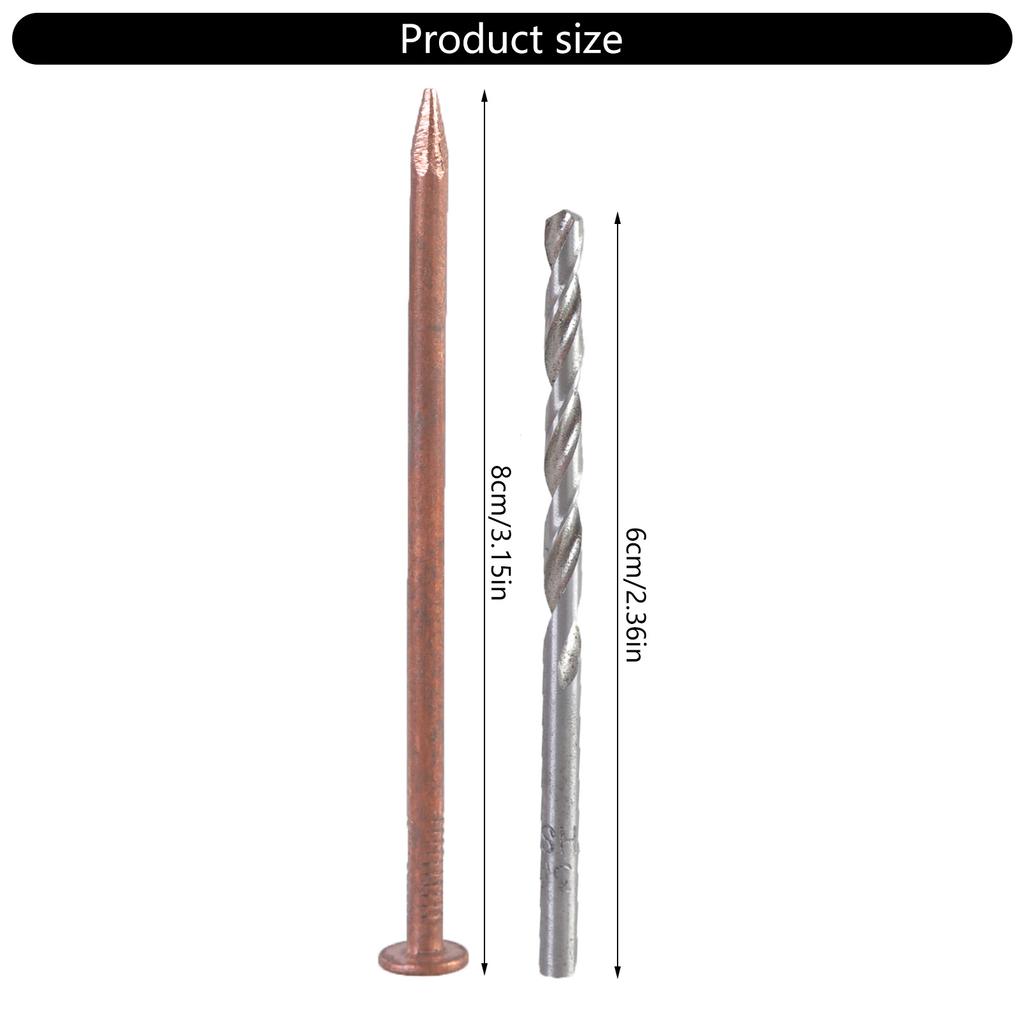 15Pcs Copper Nails Tree Stump Killers Stump Removal Spikes with 1 Drill Bit Nails for Slating Roofing Easy to Use