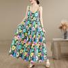 Sleeveless Strap Cotton Vintage Floral New In Dresses For Women Casual Long Summer Dress Elegant Clothing