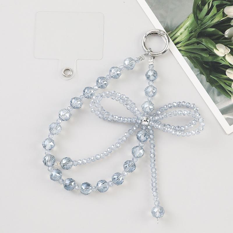 Women S Crystal Ball Bow Phone Chain Wrist Strap Keychain Ins Style