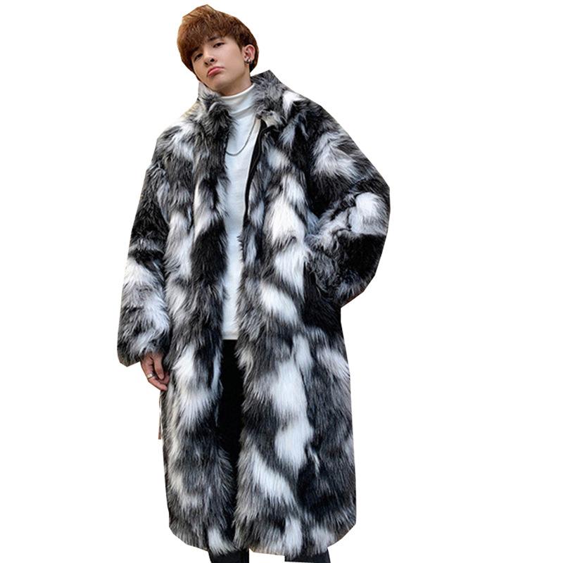 Autumn and Winter Fur Coat Men's Warm Thickened Leather Coat Fashion Casual Long Coat Street Loose Jacket