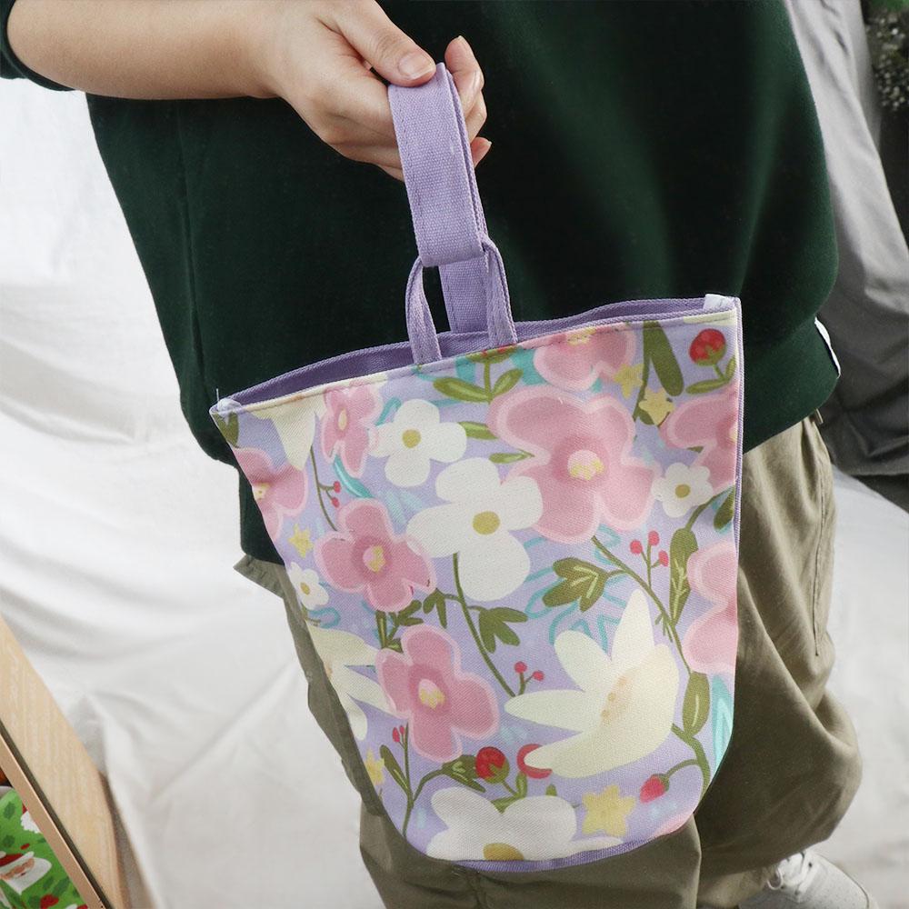 Korean Style Fresh Flower Bucket Bag Lunch Bag Mummy Bag Portable Canvas Handbag  Outdoor