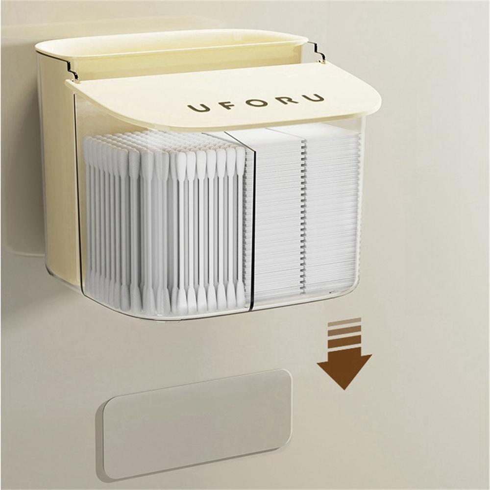 Flip-top Makeup Cotton Storage Box Creative Wall Mounted Cotton Swab Holder Household Cosmetics Open Cases Bathroom Accessories