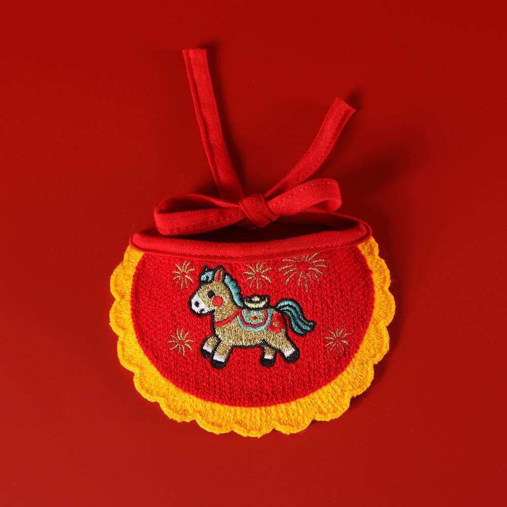 

Cute Cartoon New Year Cat Scarf 2026 Horse Year Comfortable Pet Scarf Funny Embroidered Pet Clothing Pet Show