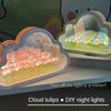 DIY Wolke Tulpe LED Nachtlicht Spiegel Tischlampen Schlafzimmer Ornamente Dekoration Spiegel Tischlampen Nachttisch Handgemachtes Geschenk