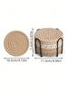 8pcs Pack Coasters With Holder, Minimalist Table Woven Coasters, Kitchen Table Heat-Resistant Coasters And Thick Insulation Pads For Kitchen.