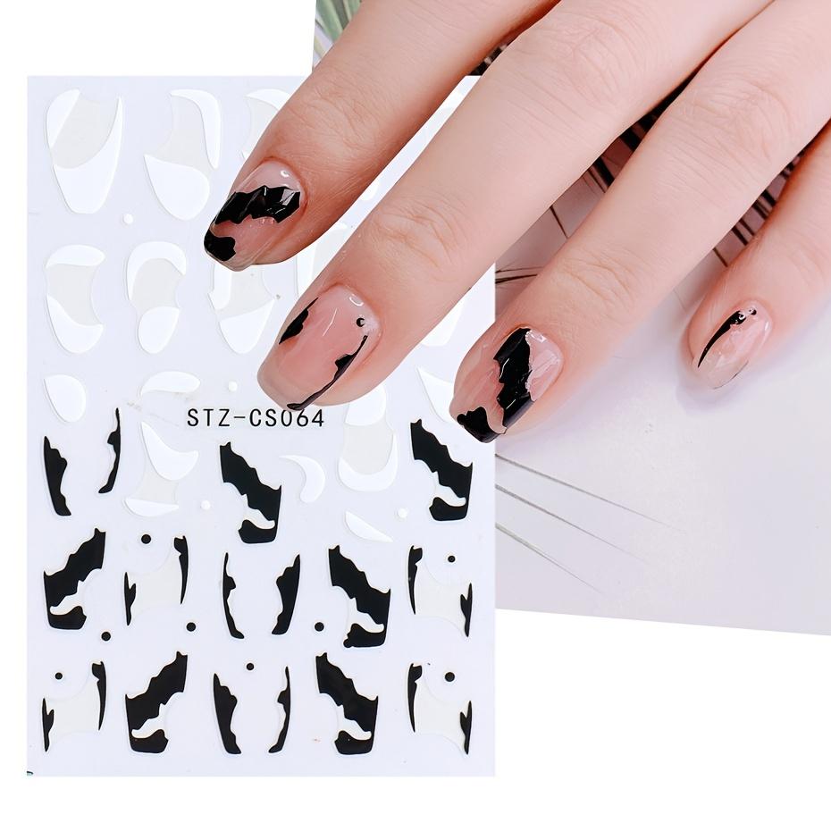 6pcs Versatile Glitter V-shaped French Skirt Fluttering Milk Nail Stickers Nail Art Adhesive Backing Decorations