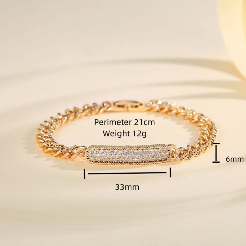 Miami Cuban Link Bracelet Women Zircon-Embellished Fashion Jewelry Copper Wristband