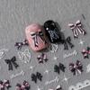 Pink White Black Lace Bowknot Nail Decals Love Heart Bow Nail Decorations  Nail Salon