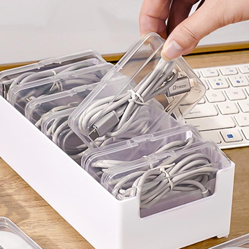 1Pc Data Cable Storage Box Cable Organizer Bag with Power Charging Cable Management and Jewelry Storage Desk Cable Storage Box