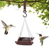 Hanging Bird Feeder Outdoor Hummingbird Feeders Faux Leather Feeding Tray Metal Mesh Attracting Wild Birds Square Platform
