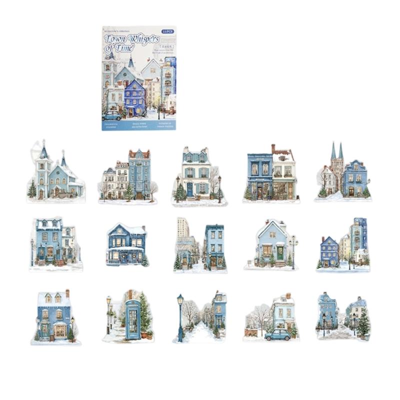 

Retro Town Landscape Decorative Sticker Waterproof PET Sticker For Scrapbooking Journbal Photo Album Laptop Decoration
