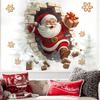 3pcs Paper Santa Claus Wall Decal Wall-Breaking 3D Christmas Wall Sticker for Xmas Window Toilet Wall Refrigerator Decorations